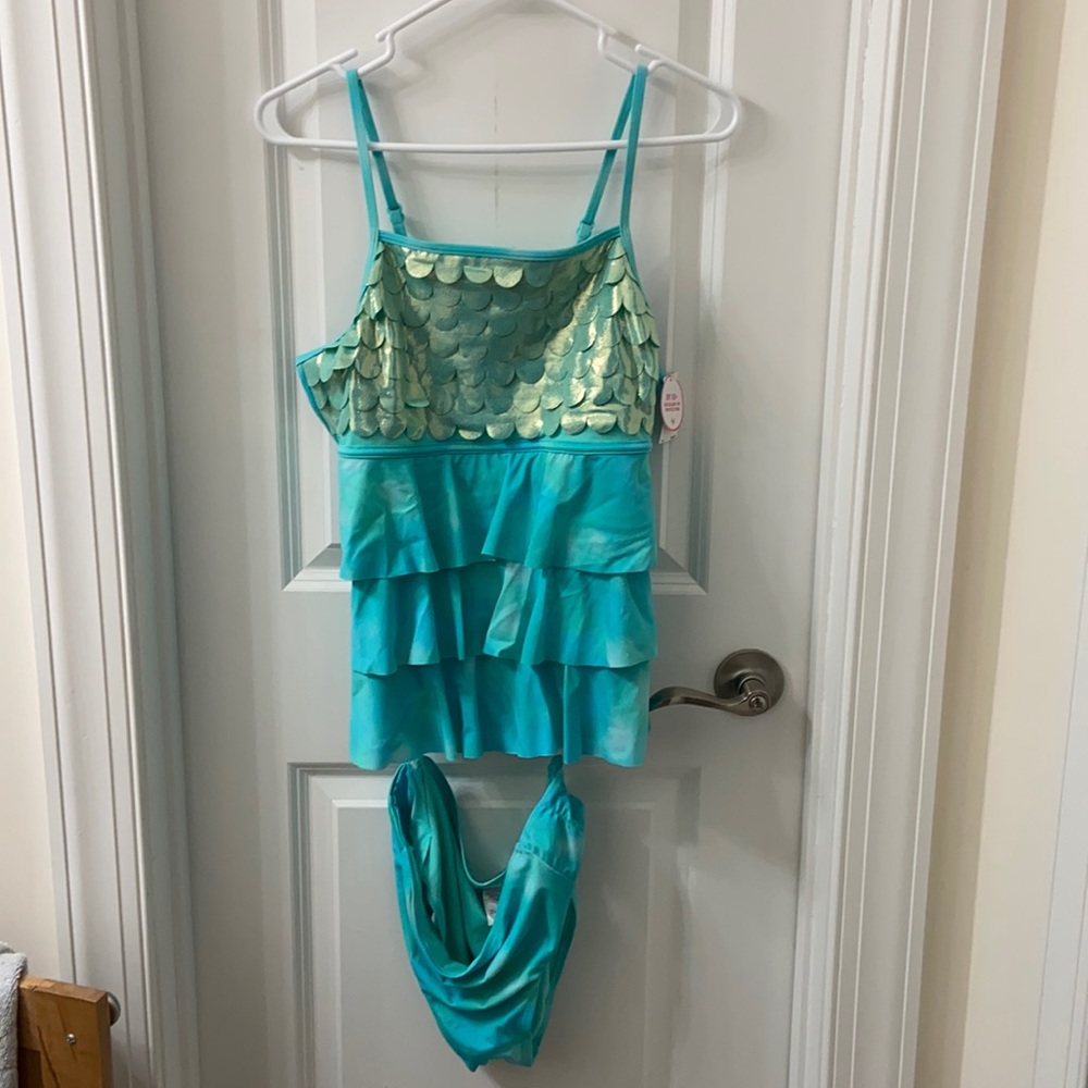 girls mermaid scaled tankini set